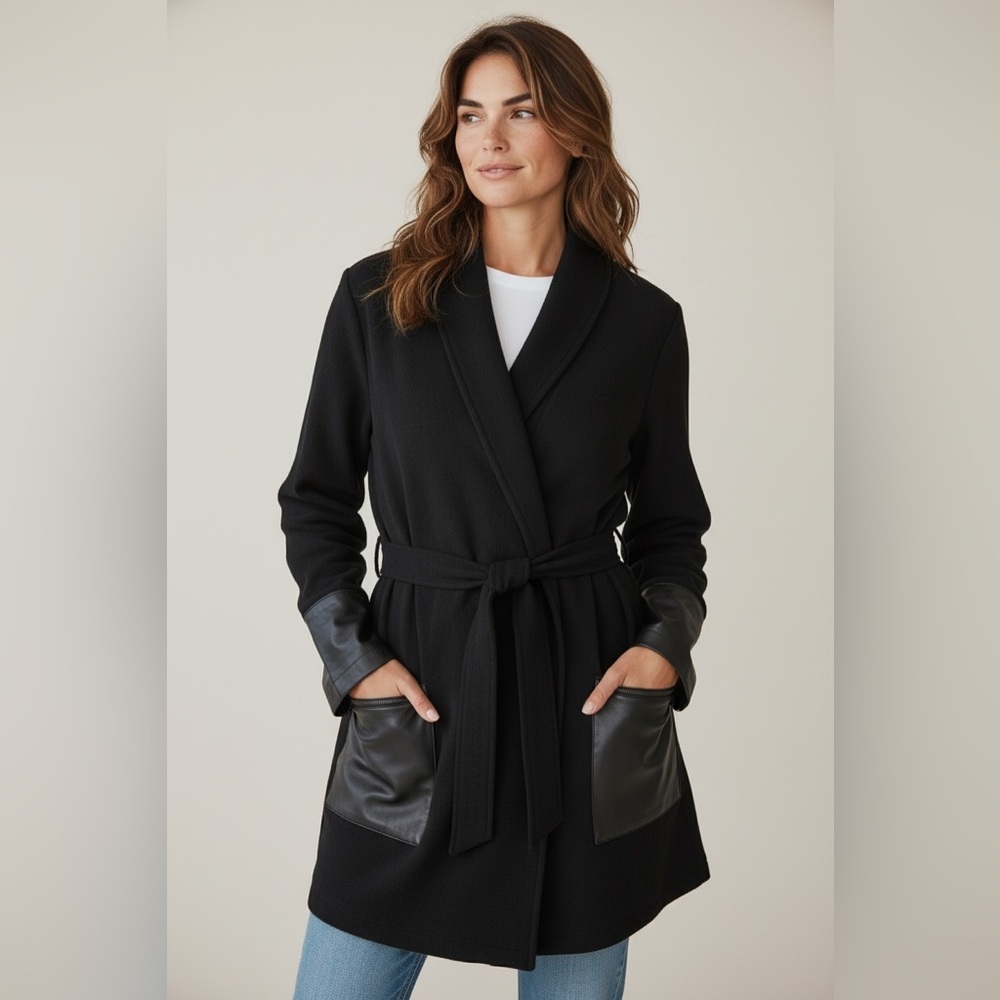 (11)Scapa Black Cardigan/Wrap Jacket with Belt SZ:Lg